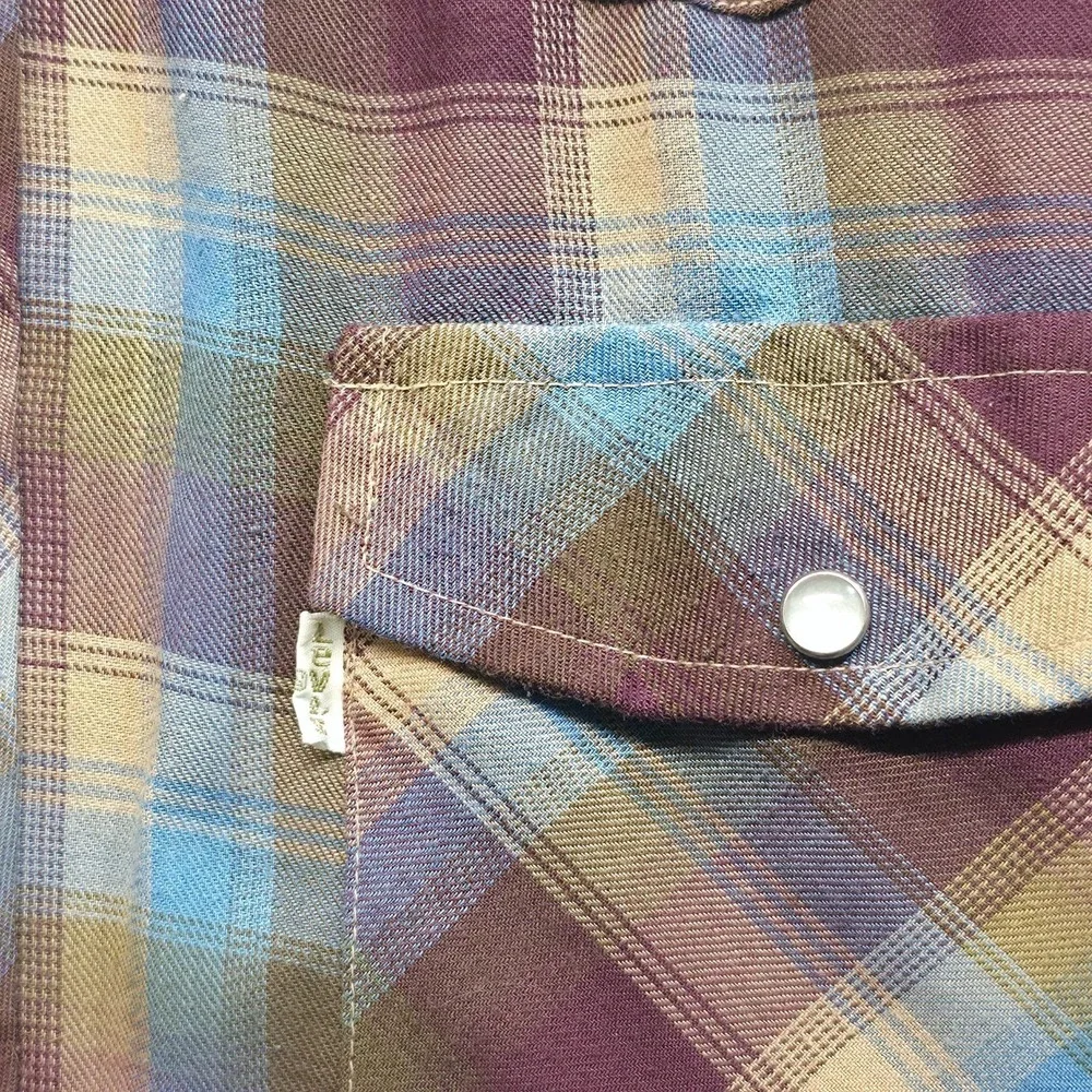 Vintage Levi's Panatela Men's Plaid 1979 Pearl Snap Western Shirt Size XL